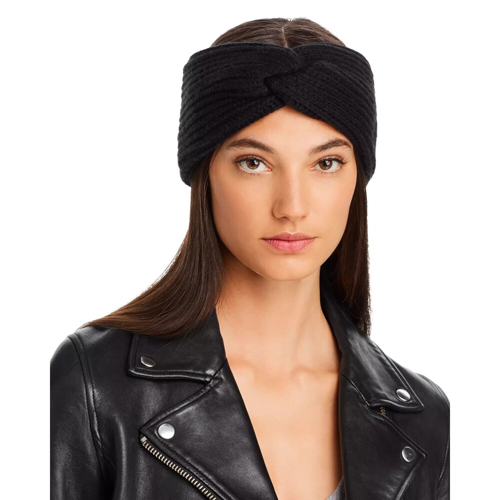 AQUA Bloomingdales Women's Knitted Turban Headband Soft and Cozy Black One Size